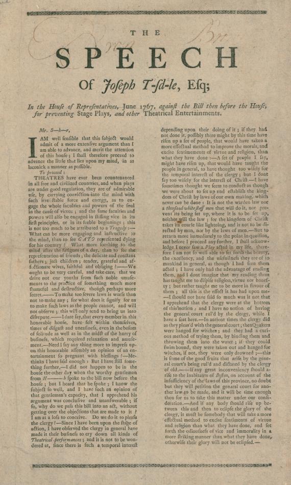 Joseph Tisdale, "Against the bill..."