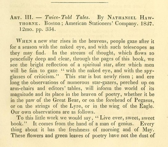 Image of Longfellow's "Review of Twice Told Tales"