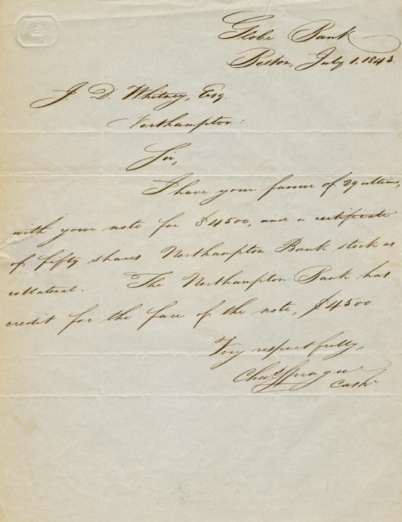 Autographed letter of Charles Sprague