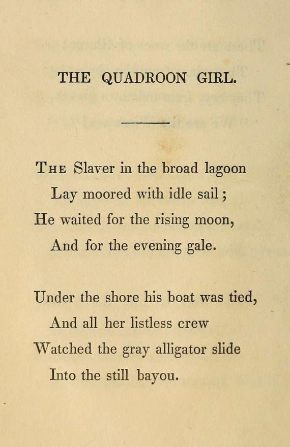 Image of Longfellow's "The Quadroon Girl"